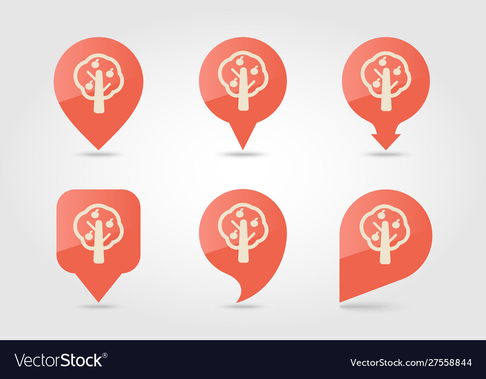 Fruit tree flat pin map icon pointer