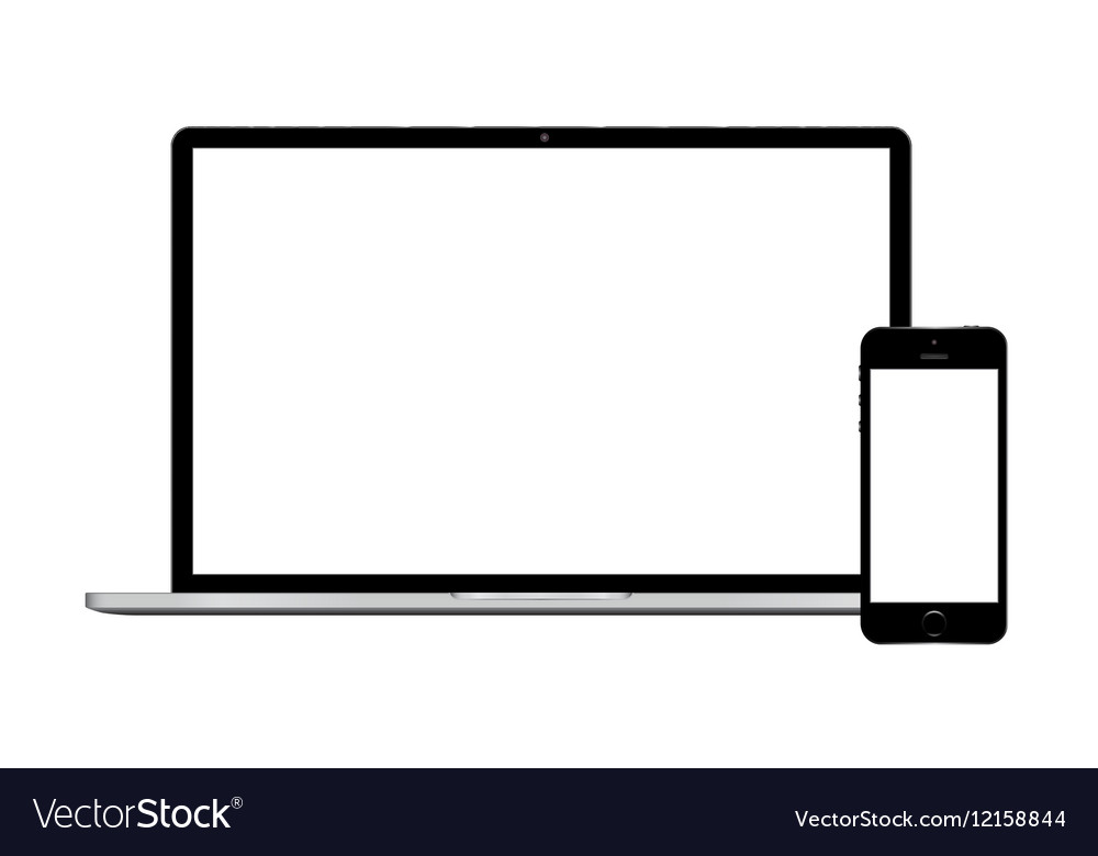 Laptop smartphone and tablet mockup white Vector Image