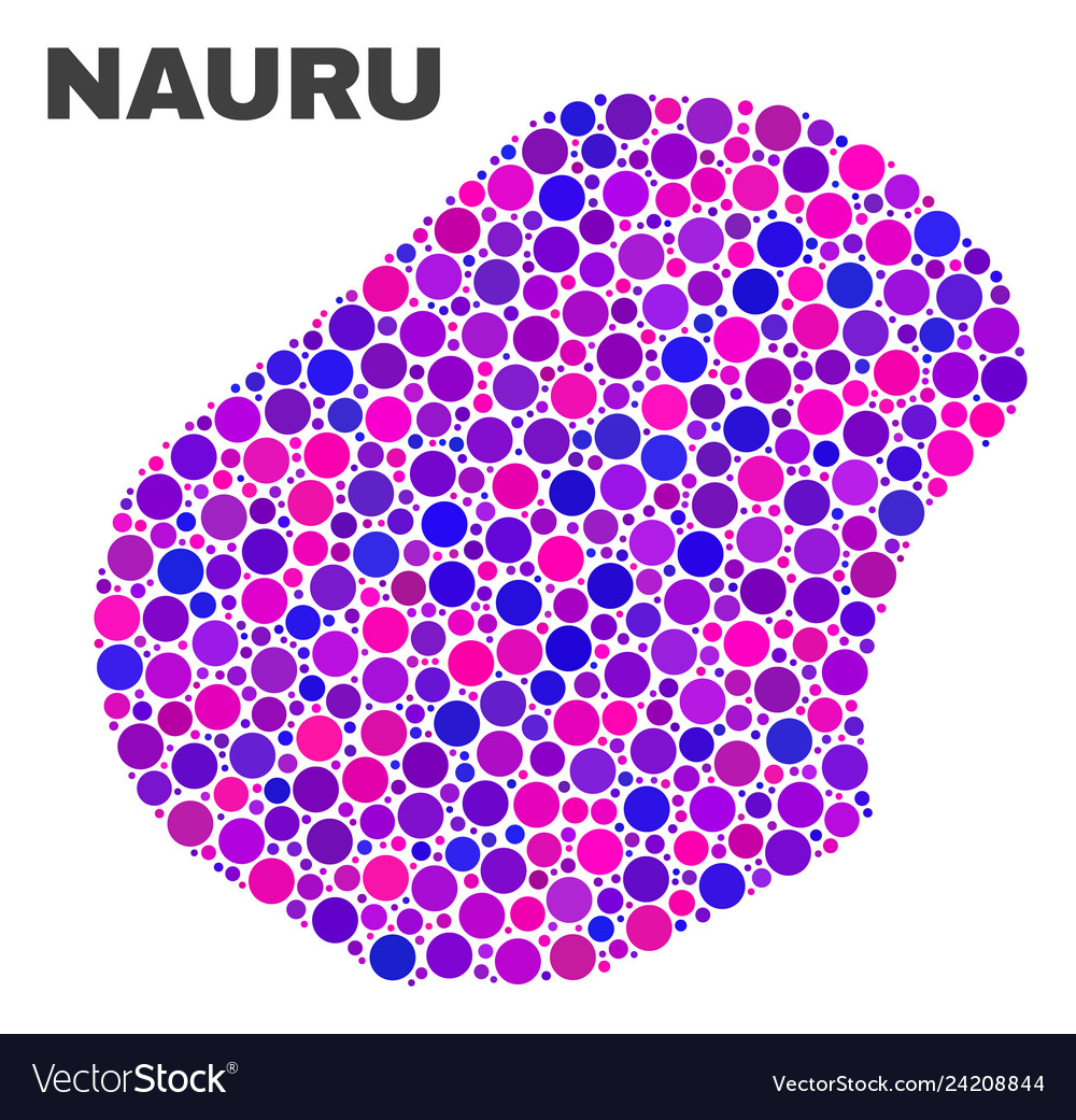 Mosaic nauru map of circle items vector image Mosaic nauru map of circle items