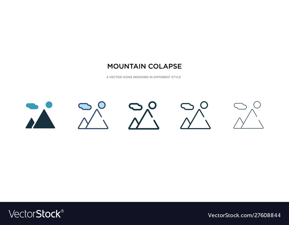 Mountain colapse icon in different style two vector image Mountain colapse icon in different style two