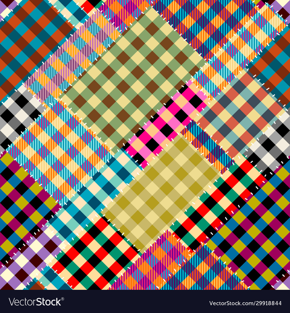 Patchwork textile pattern seamless quilting