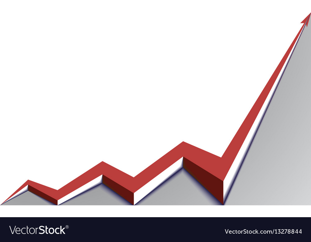 Red arrow graph goes up gray background