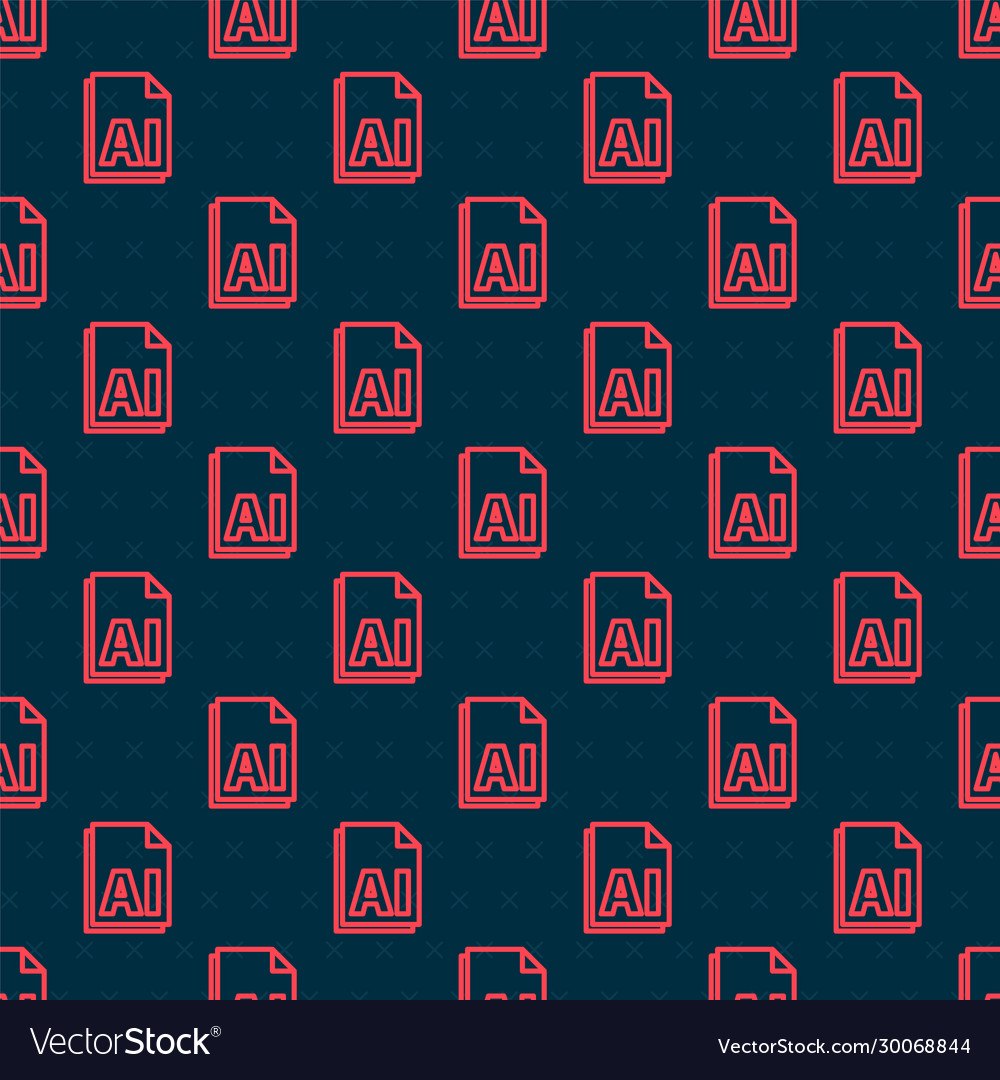 Red line ai file document download button icon Vector Image Red line ai file document download button icon