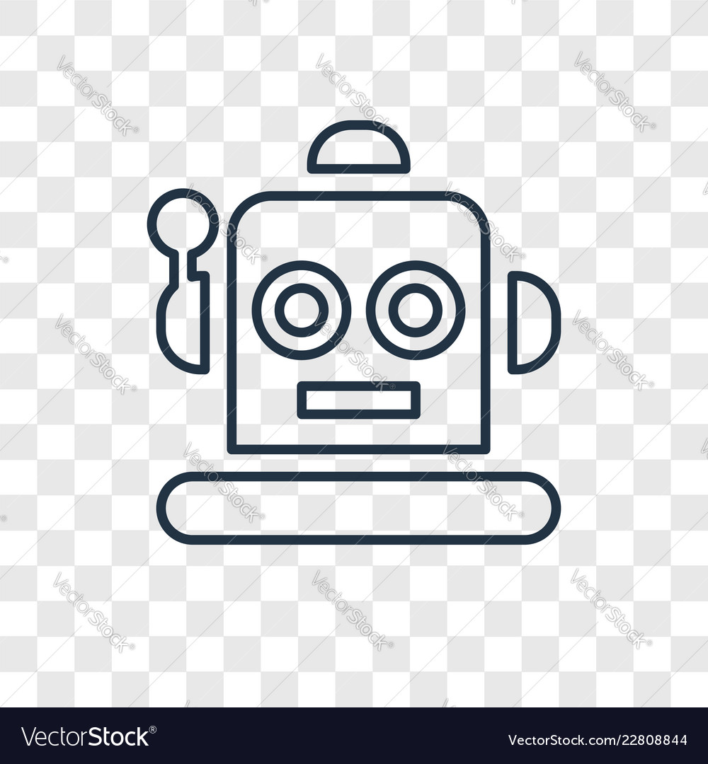 Robot concept linear icon isolated on transparent vector image Robot concept linear icon isolated on transparent