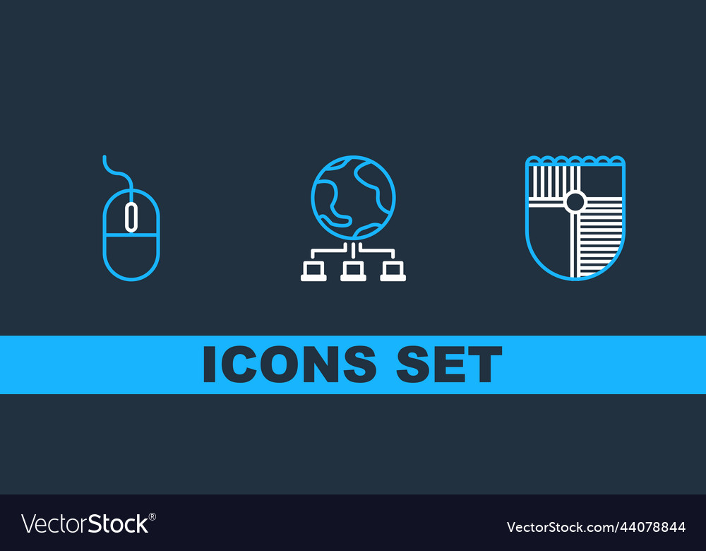Set line shield for game computer mouse vector image Set line shield for game computer mouse