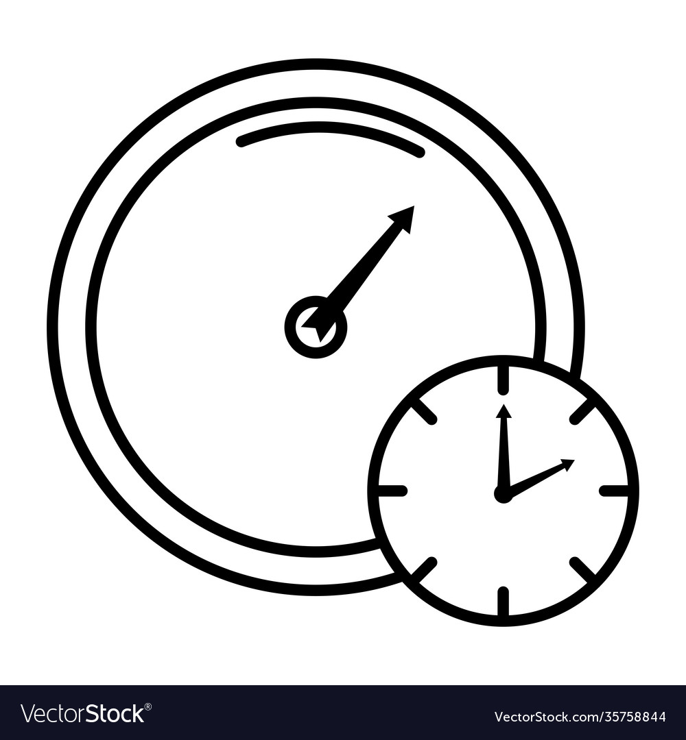 Time clock analog with gauge style line icon