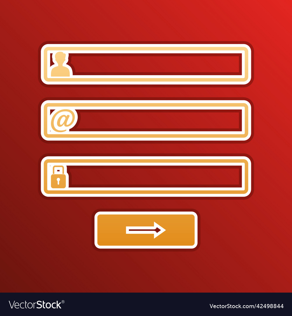 Web browser window with login page sign golden vector image Web browser window with login page sign golden