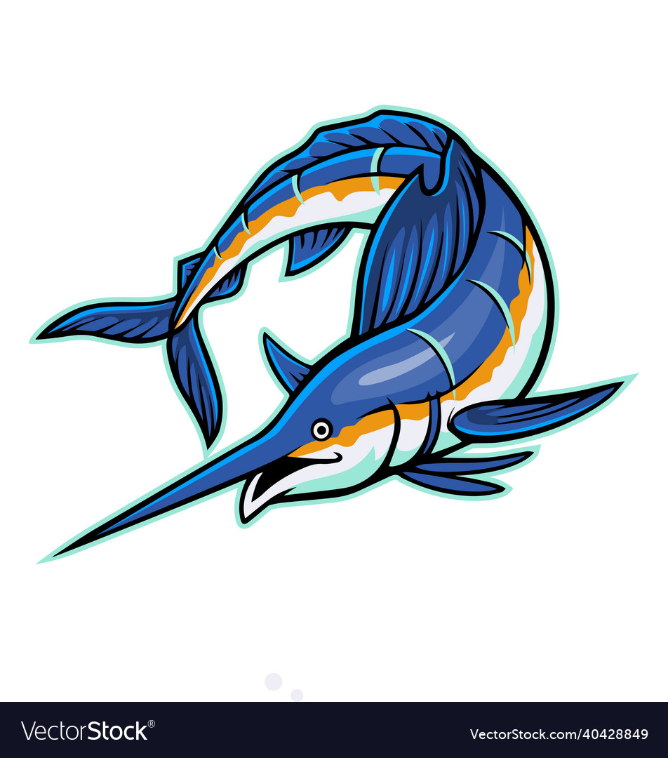 Cartoon marlin fish on a white background