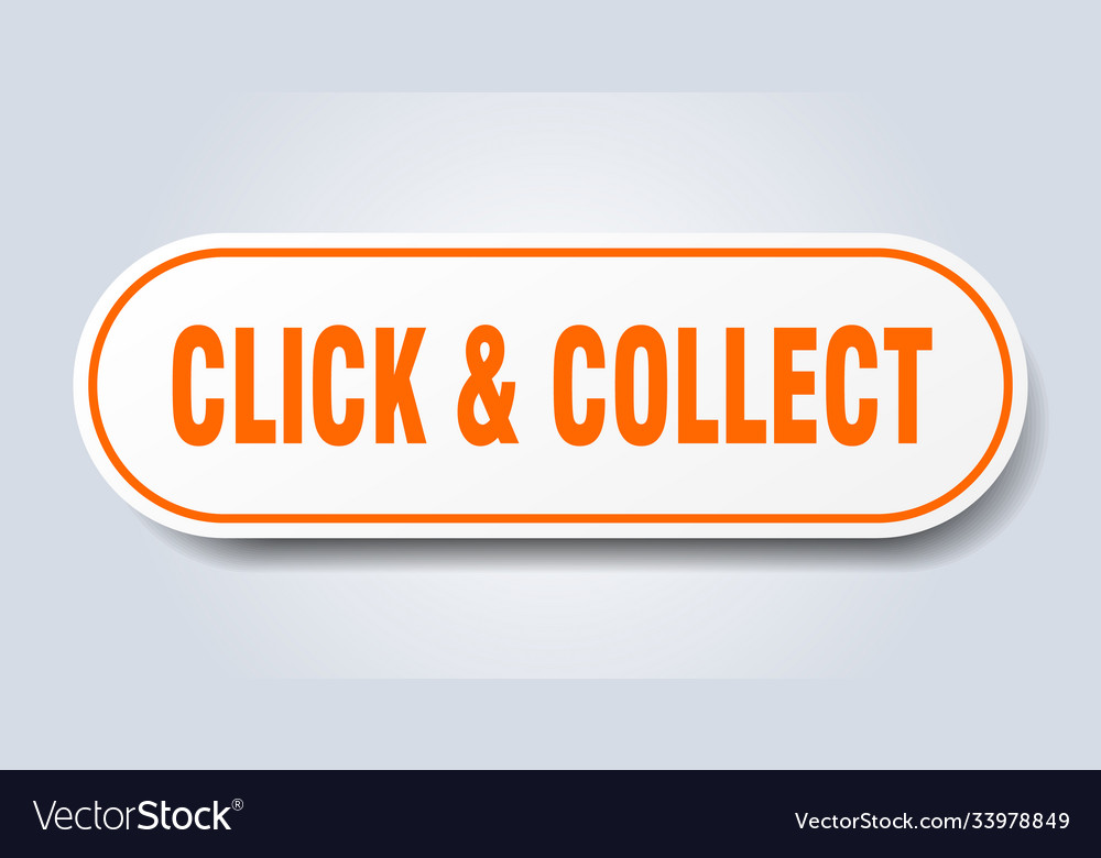 Click collect sign rounded isolated button white