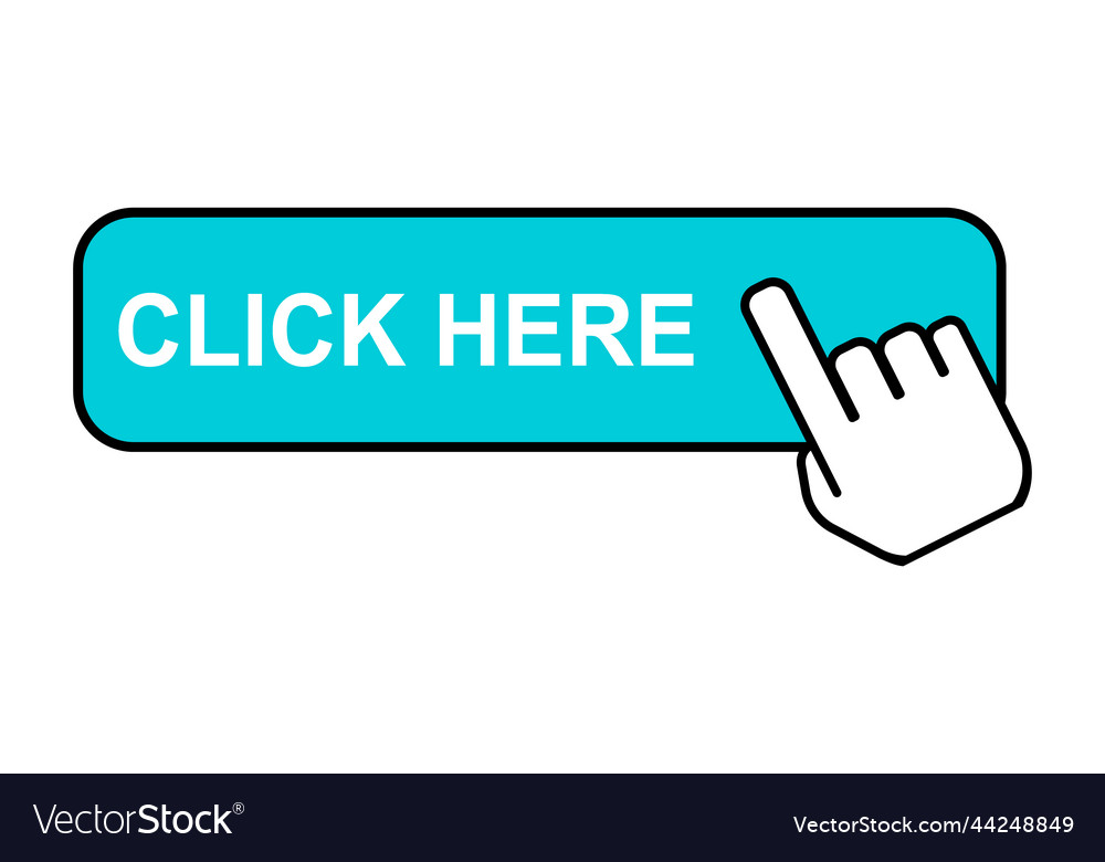 Click here web button internet flat pointer vector image Click here web button internet flat pointer
