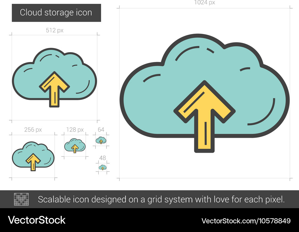 Cloud storage line icon Royalty Free Vector Image