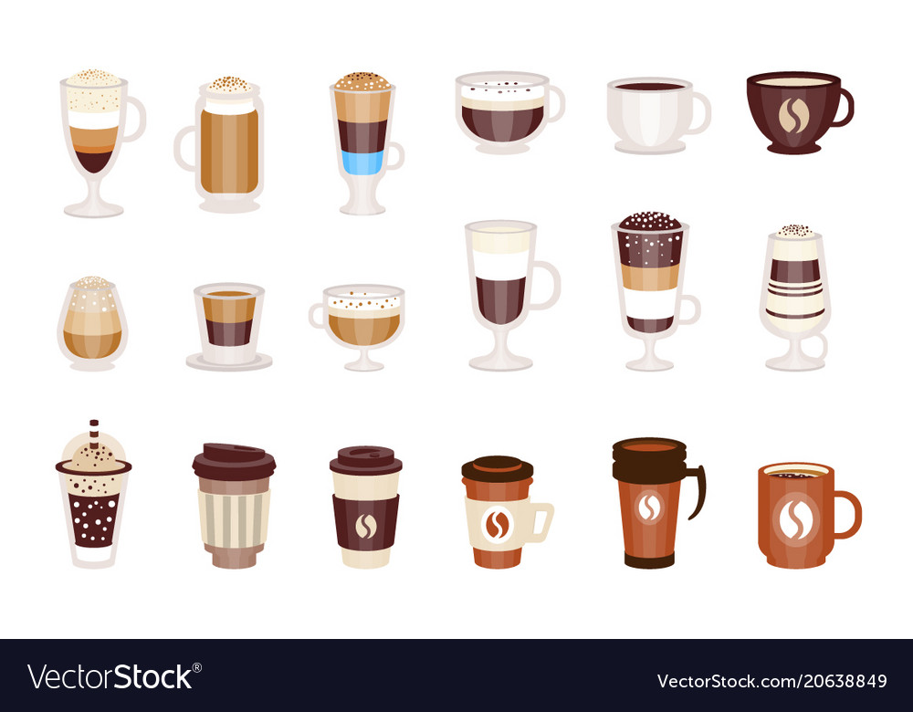 Coffee hot and cold cocktails menu assortment Vector Image