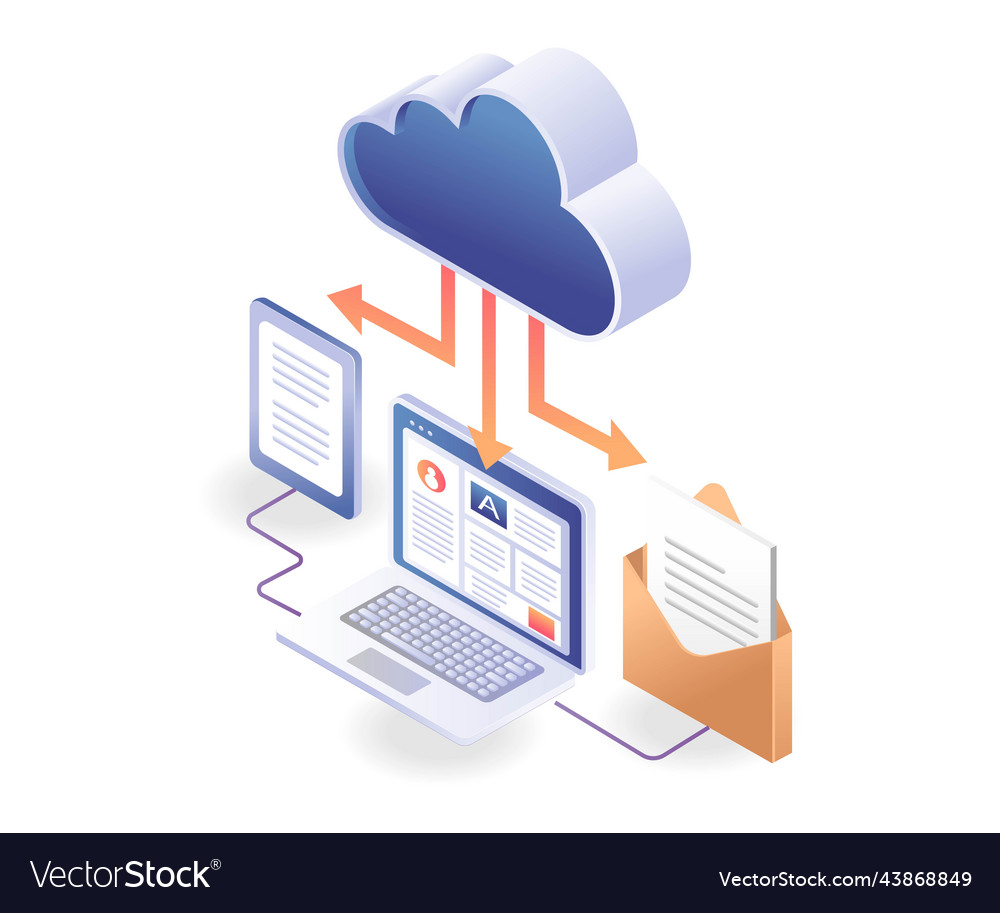 Data cloud server computer network email vector image Data cloud server computer network email