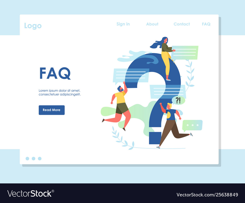 Faq website landing page design template Vector Image