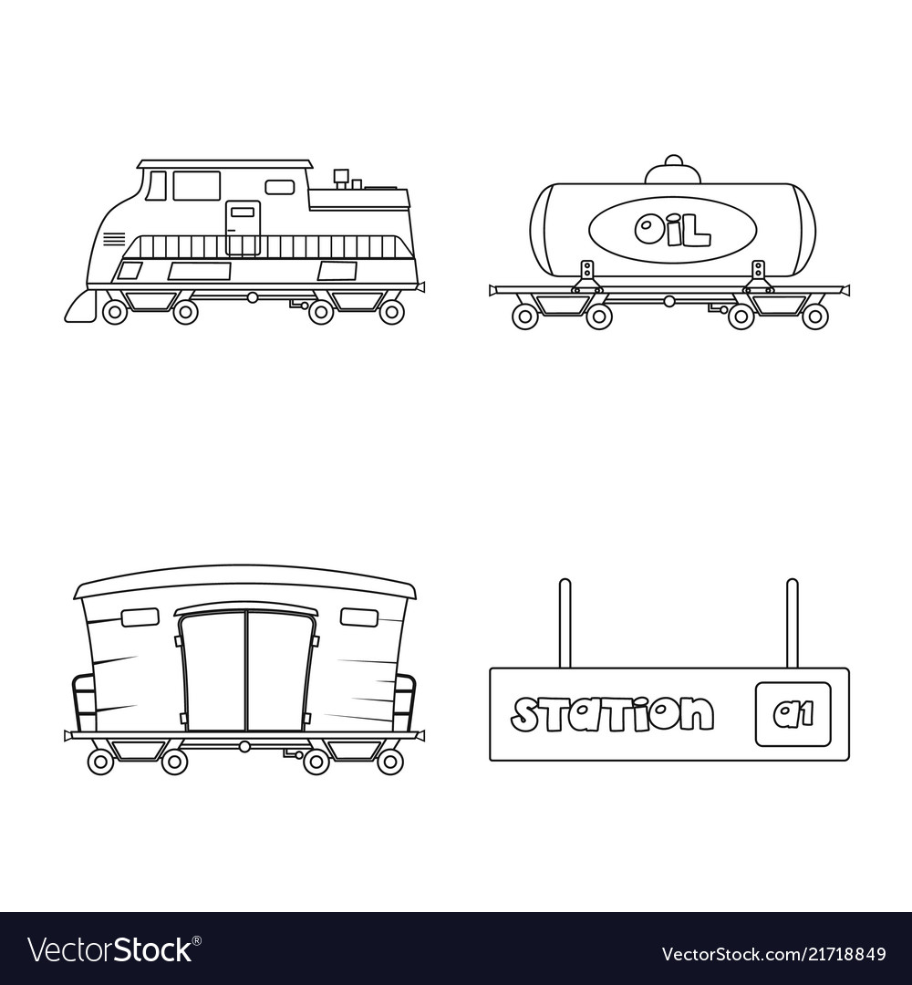 Isolated object of train and station logo set vector image Isolated object of train and station logo set