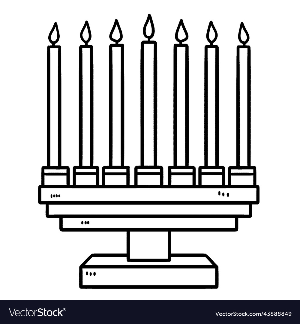 Kwanzaa kinara isolated coloring page for kids Vector Image