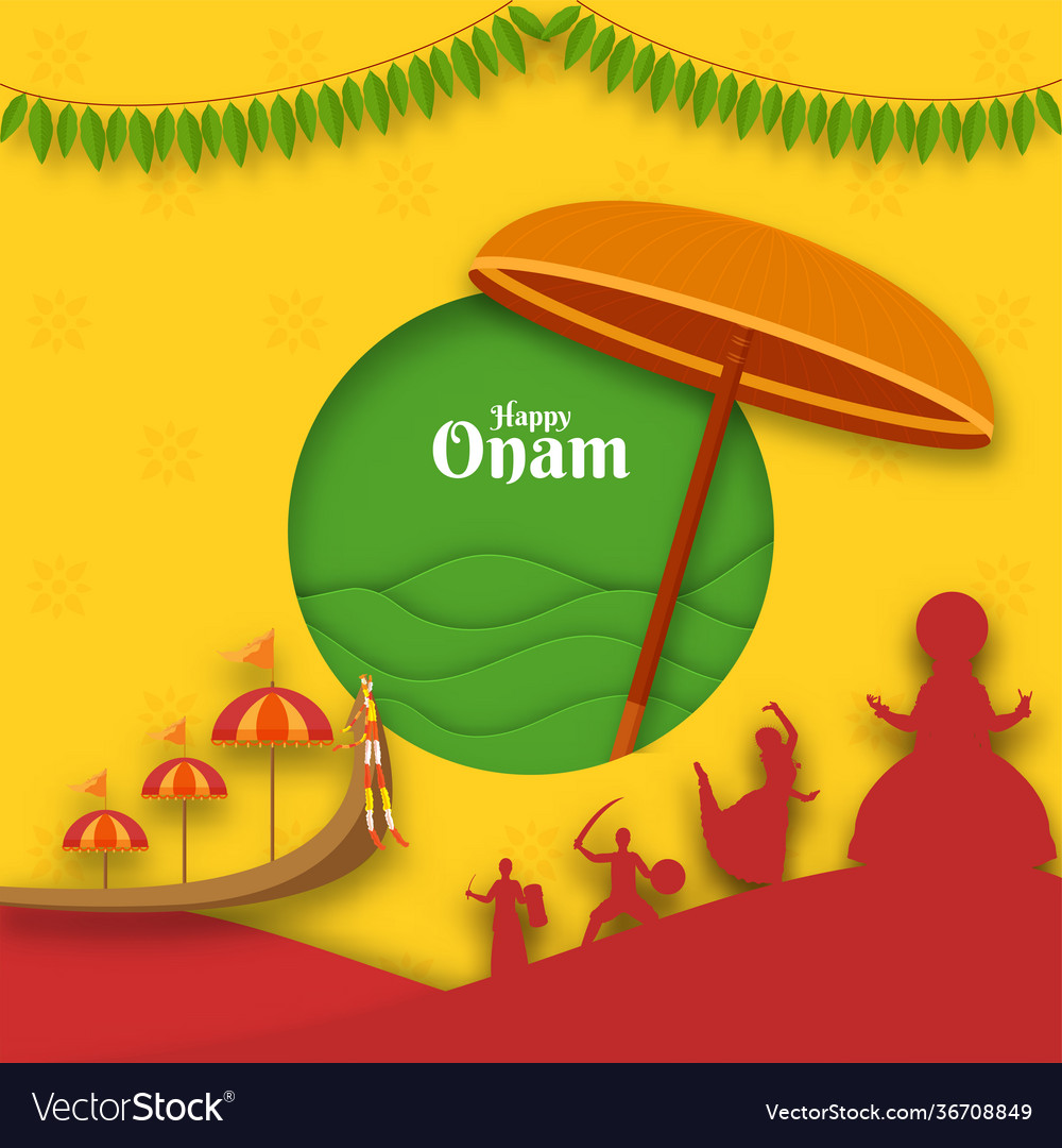 Paper cut round shape background with maveli
