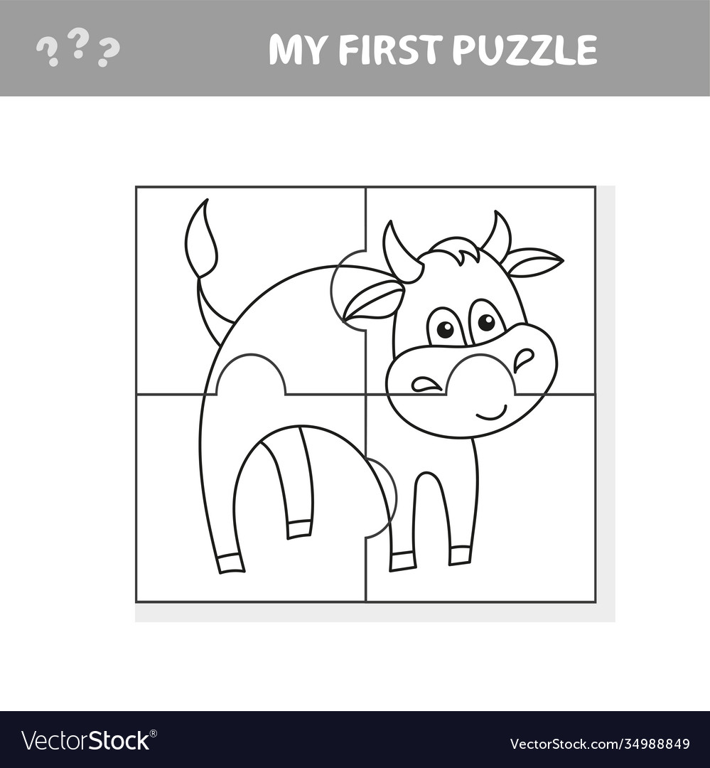 Puzzle activity game for children with bull farm