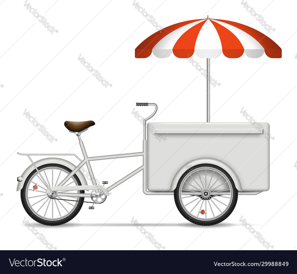 Realistic food bike on white background Royalty Free Vector