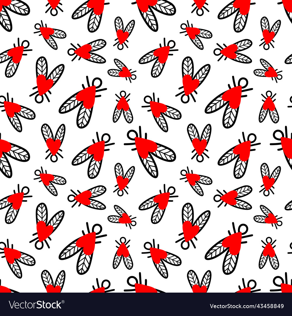 Seamless pattern with flies
