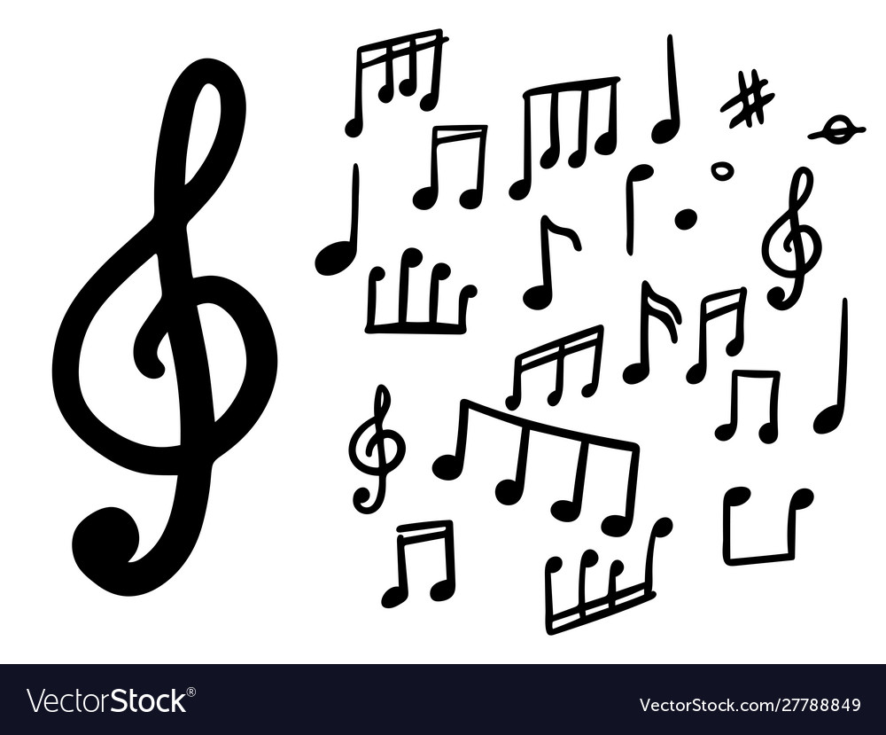 Set musical notes doodle musical notes Royalty Free Vector