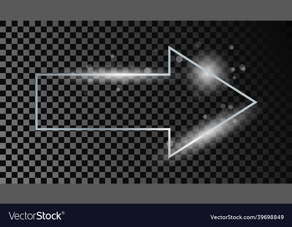 Silver glowing arrow shape frame with sparkles vector image Silver glowing arrow shape frame with sparkles