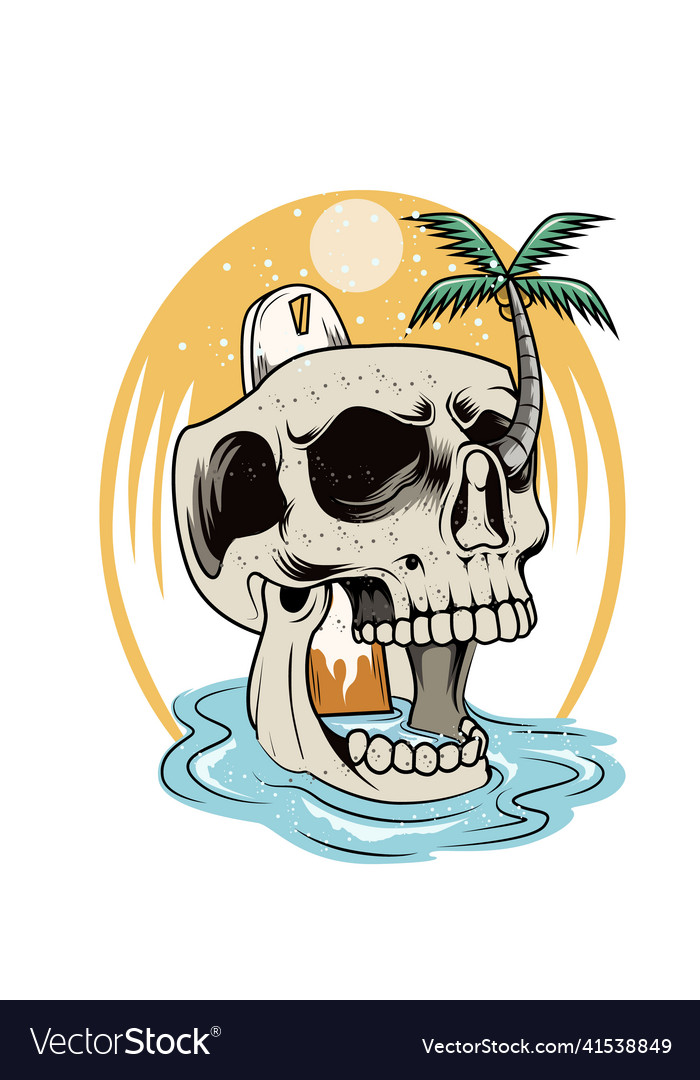 Summer skull with beauty view Royalty Free Vector Image