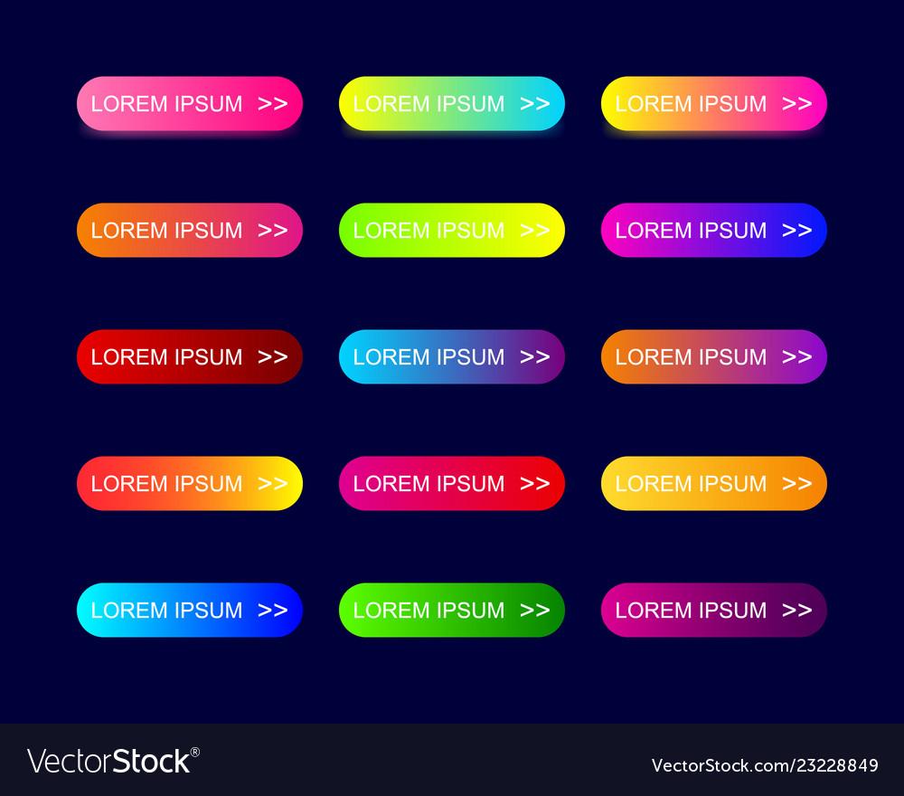 Web buttons design with colorful trendy gradient vector image Web buttons design with colorful trendy gradient