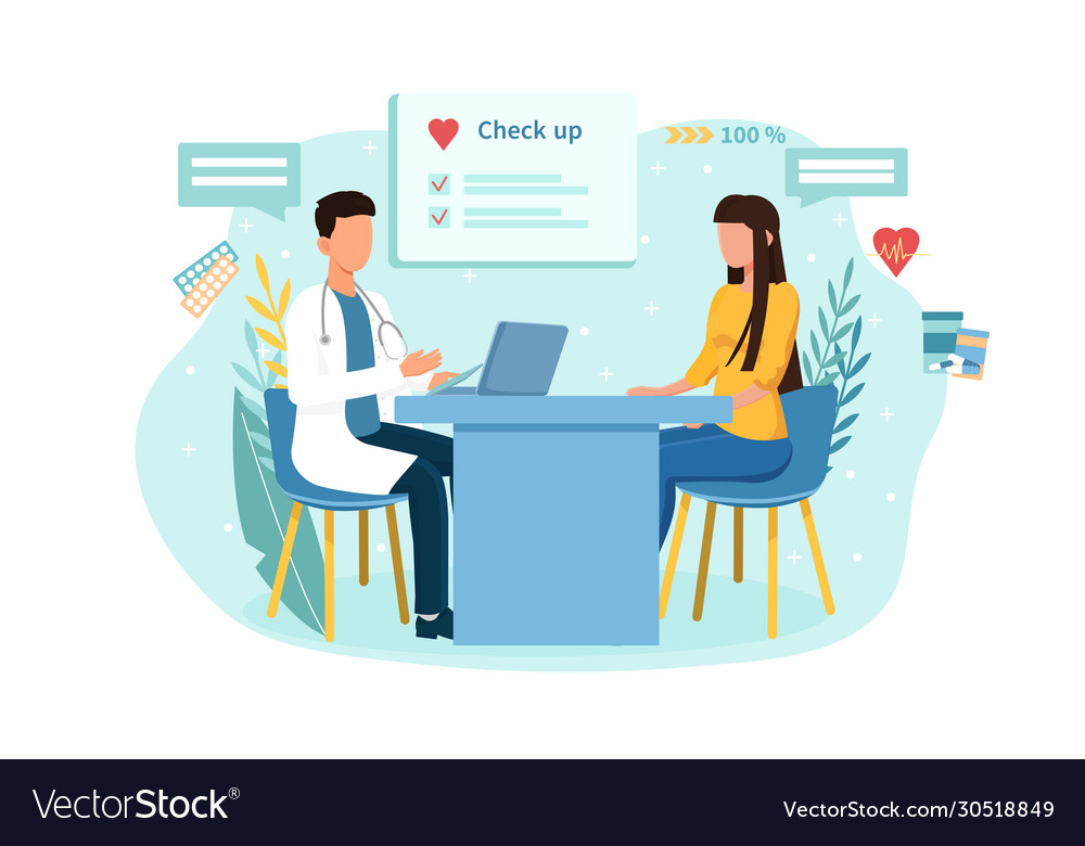 Woman in a doctors surgery getting health check Vector Image