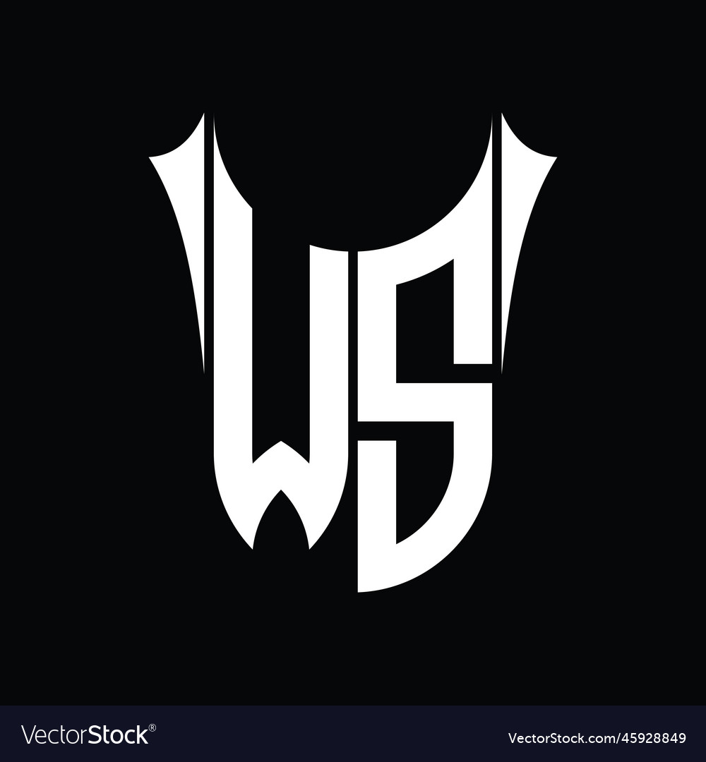 Ws logo monogram shield sharp half round shape
