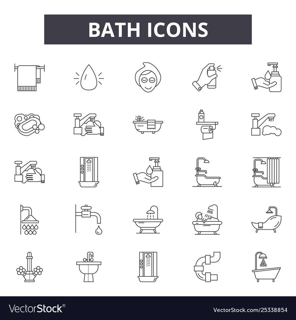 Bath Line Icons Signs Set Linear Concept Vector Image