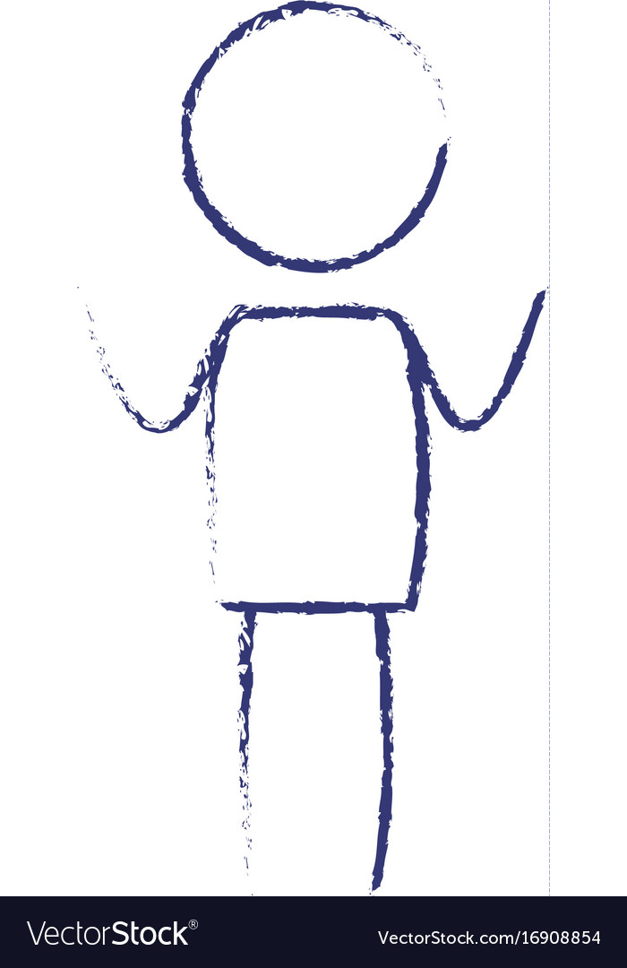 Blurred blue contour of pictograph boy standing