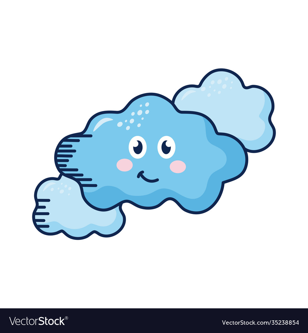 Clouds kawaii weather comic characters Royalty Free Vector