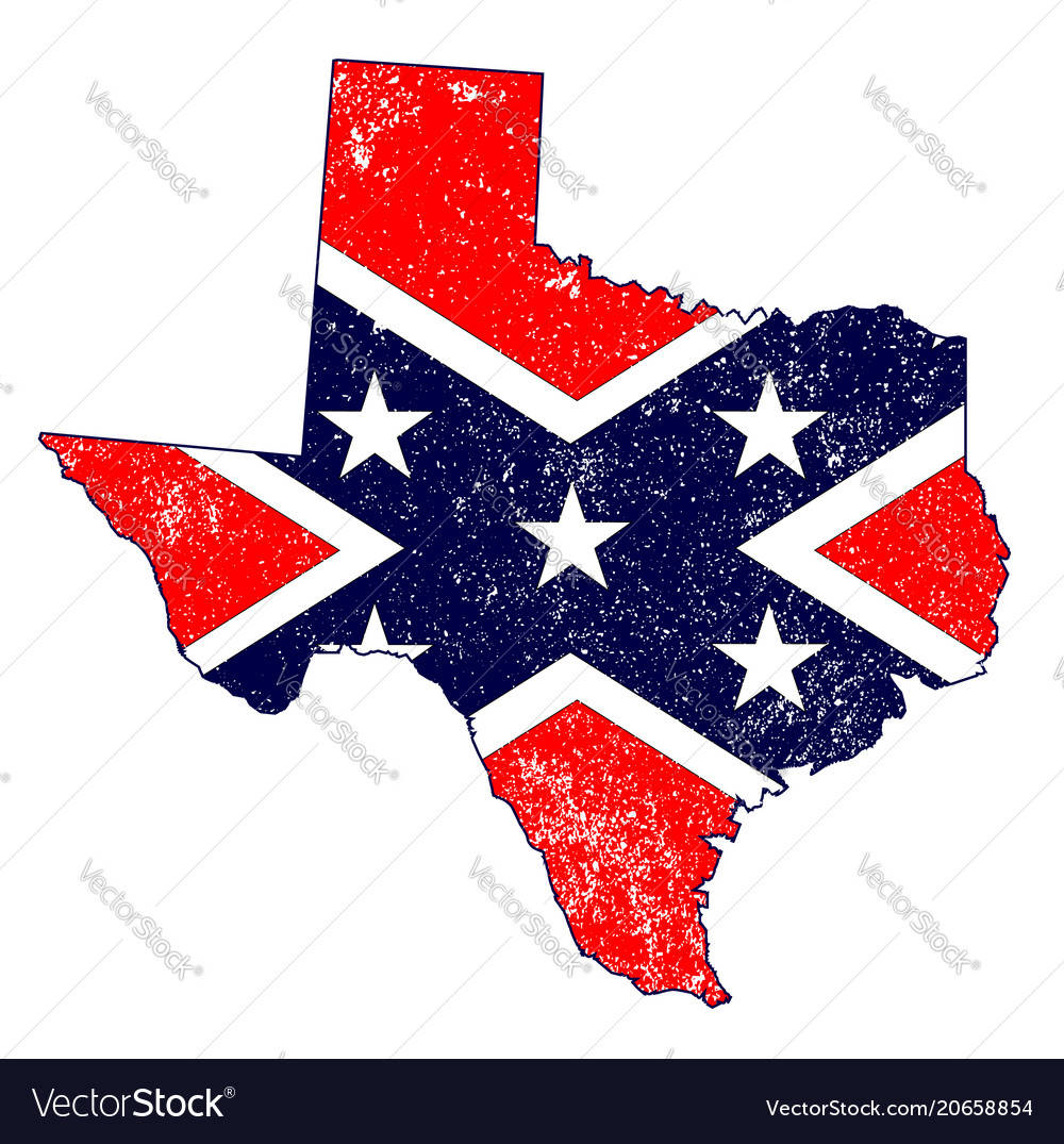 Confederate flag over texas map