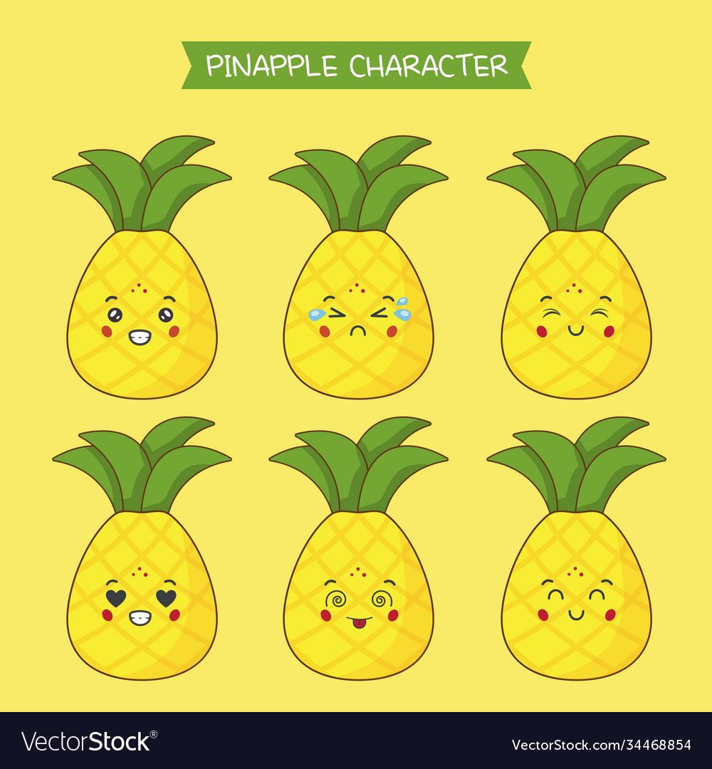 Cute pineapple characters with various expression Vector Image