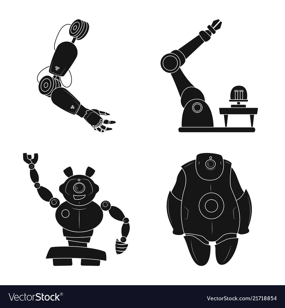 Design of robot and factory sign set Vector Image Design of robot and factory sign set