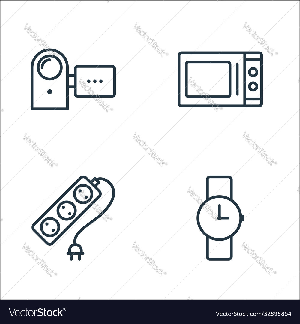 Electronic devices line icons linear set quality