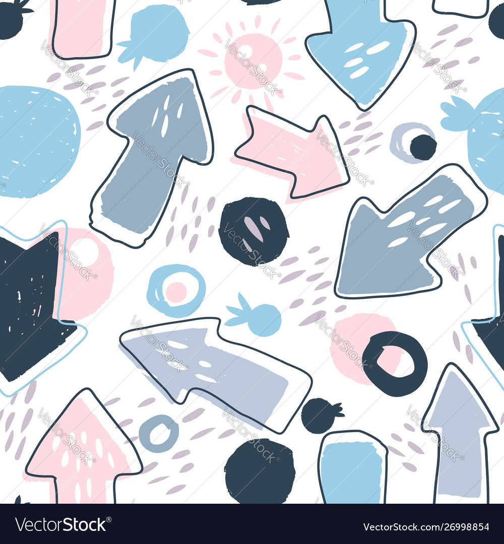 Hand draw arrows pattern backdrop in scandinavian vector image Hand draw arrows pattern backdrop in scandinavian