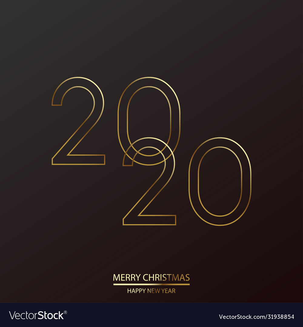 Happy new year and christmas card with golden vector image Happy new year and christmas card with golden