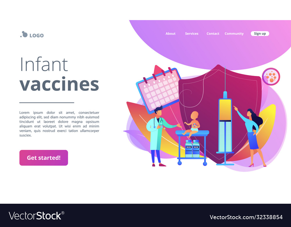 Infant and child vaccination concept landing page