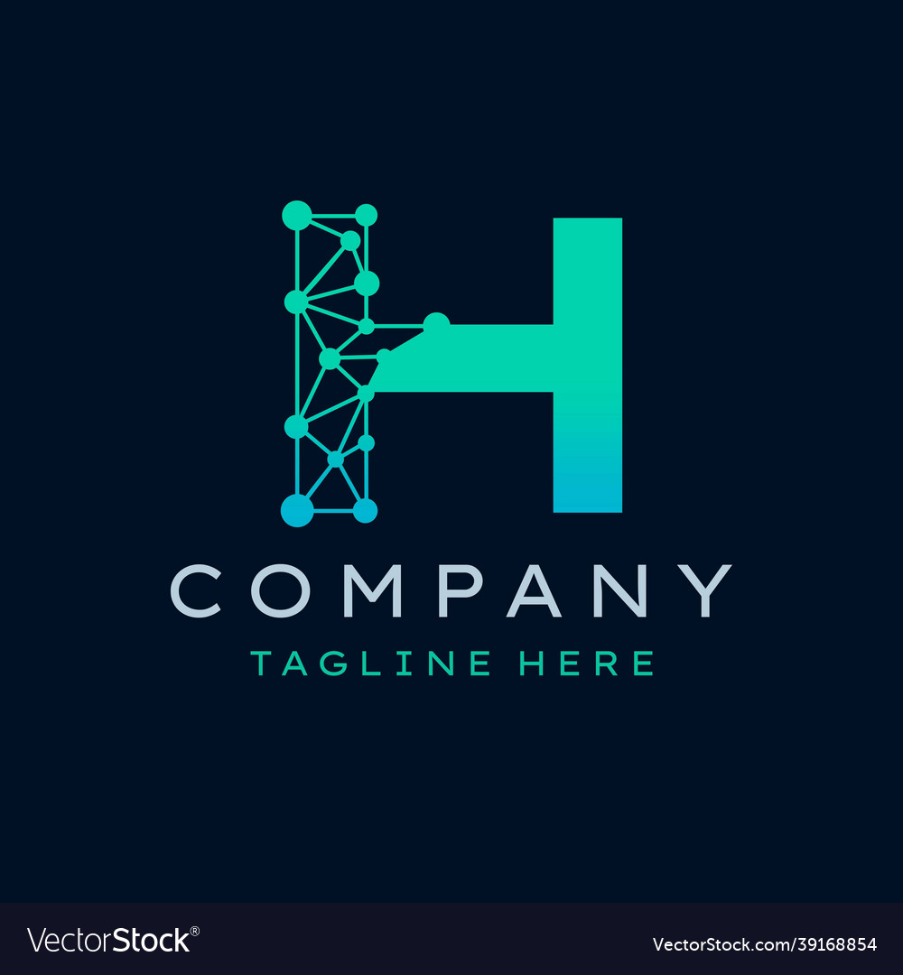 Letter h molecule logo bio tech connect dots Vector Image Letter h molecule logo bio tech connect dots