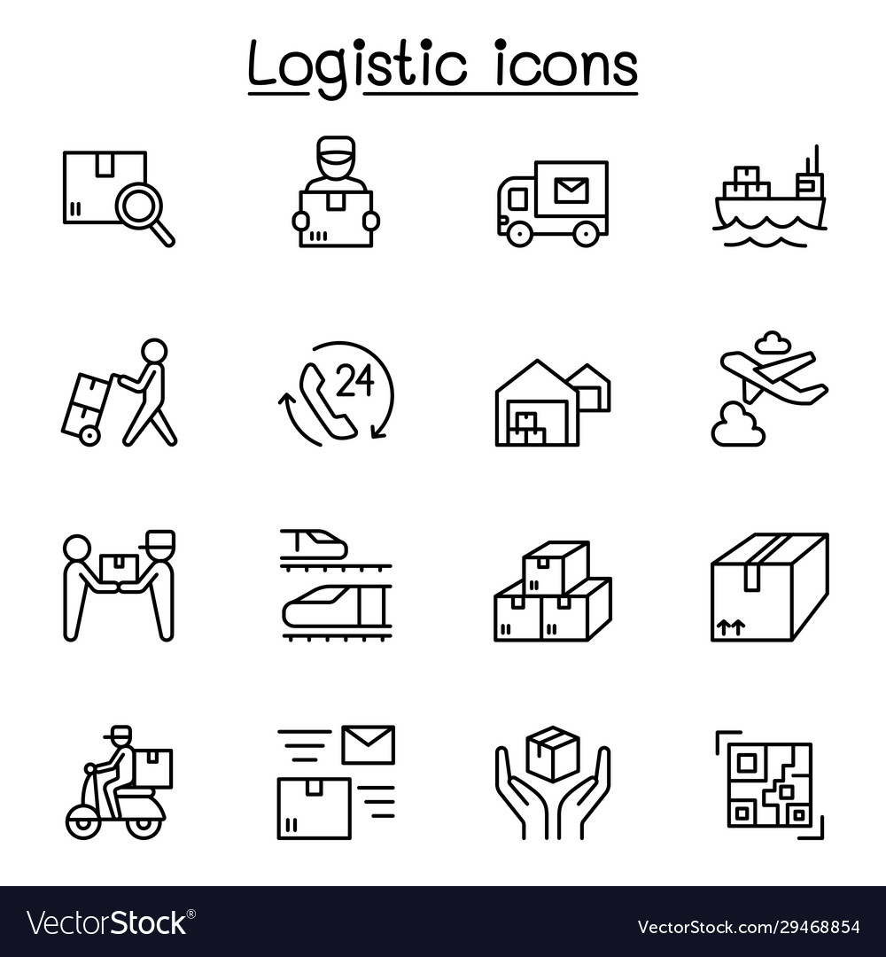 Logistic delivery icons set in thin line style Vector Image