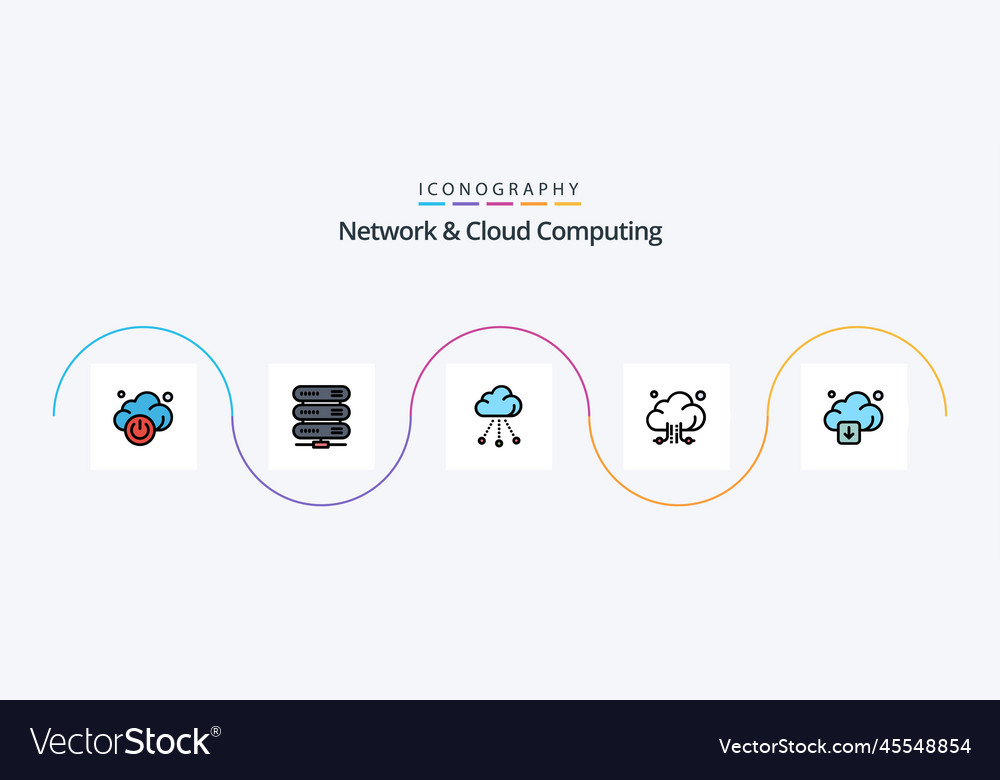Network and cloud computing line filled flat 5