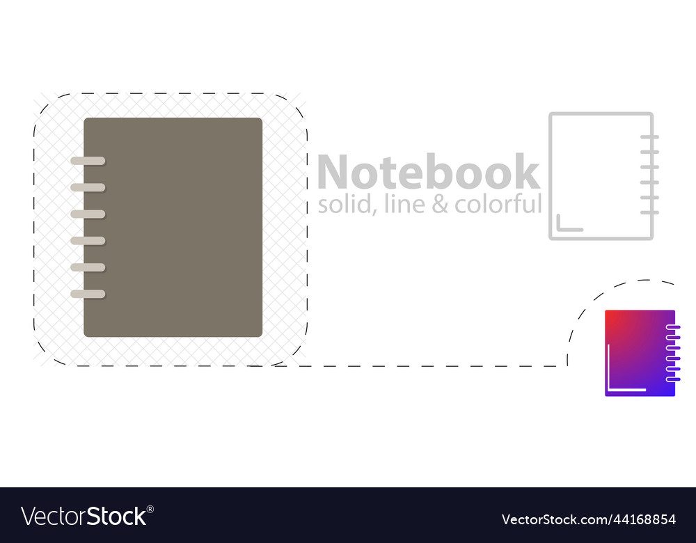 Notebook isolated flat grey line icon vector image Notebook isolated flat grey line icon