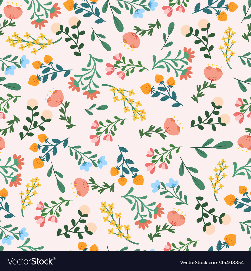 Seamless pattern with flowers repeated summer vector image Seamless pattern with flowers repeated summer