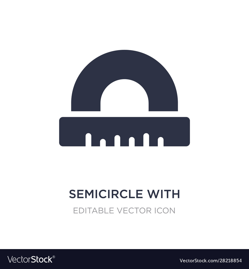 Semicircle with ruler icon on white background