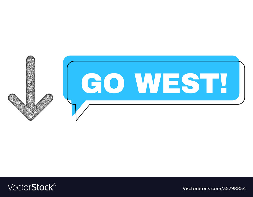 Shifted go west chat frame and net mesh arrow down vector image Shifted go west chat frame and net mesh arrow down