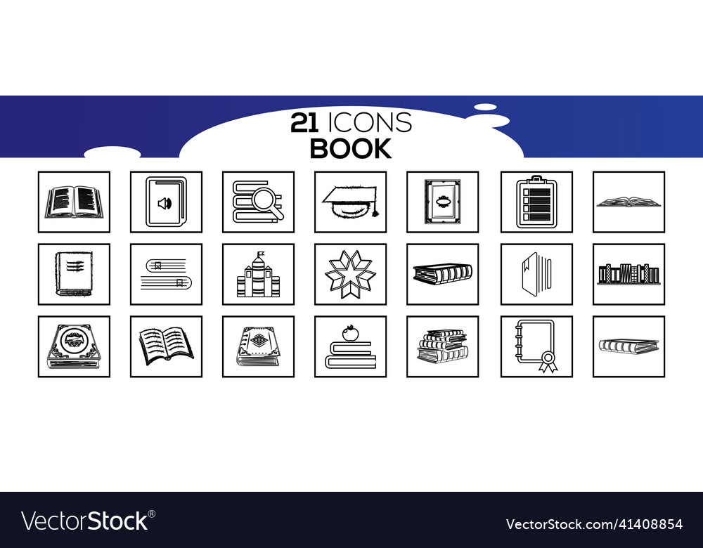 Simple set of book related line icons contains