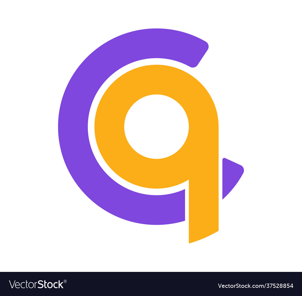 Stylized lowercase letters c and q are linked vector image Stylized lowercase letters c and q are linked