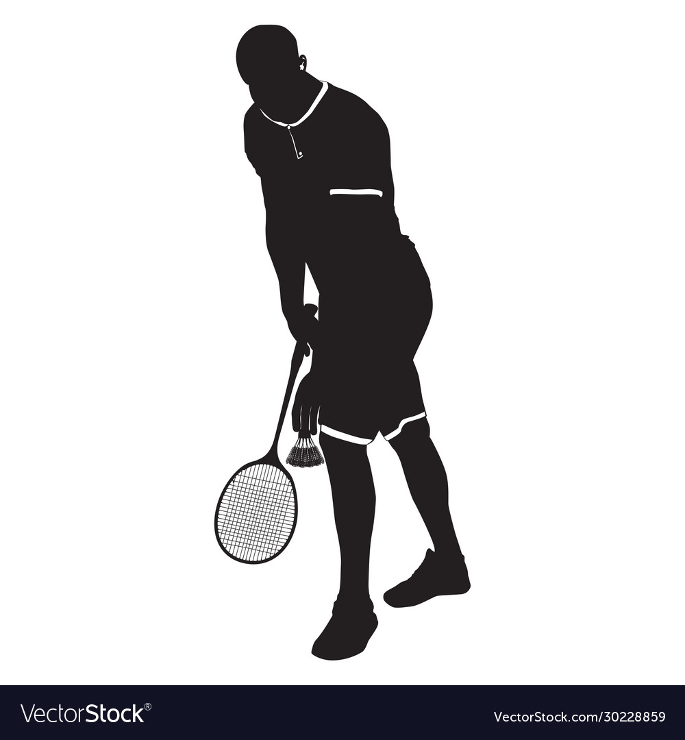 Badminton player with racket and shuttlecock